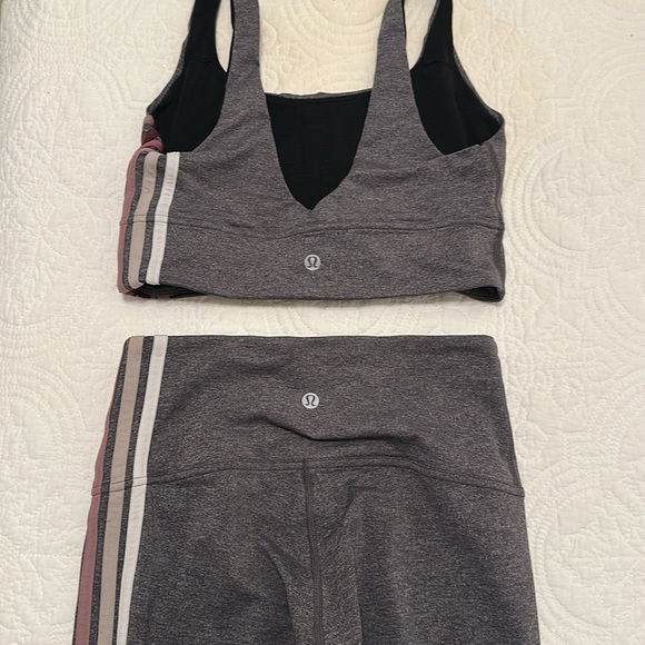 NWOT Lululemon Take A Hint Bra and Legging SET in Heathered Grey Size 6 - Picture 13 of 14